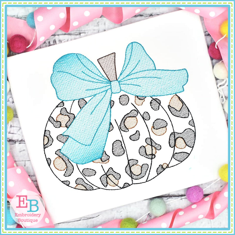 Pumpkin Cheetah Sketch Design, Embroidery