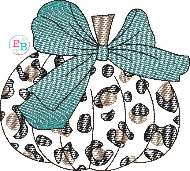 Pumpkin Cheetah Sketch Design, Embroidery