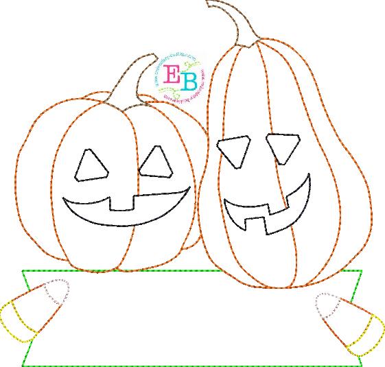 Pumpkin Candy Corn Bean Stitch Applique, Applique