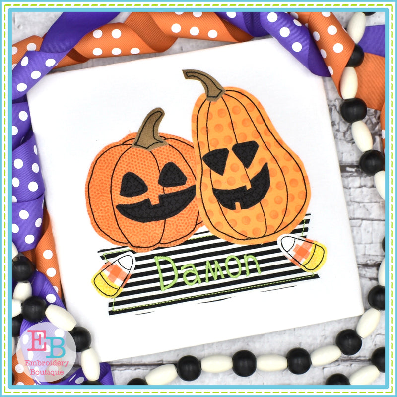 Pumpkin Candy Corn Bean Stitch Applique, Applique