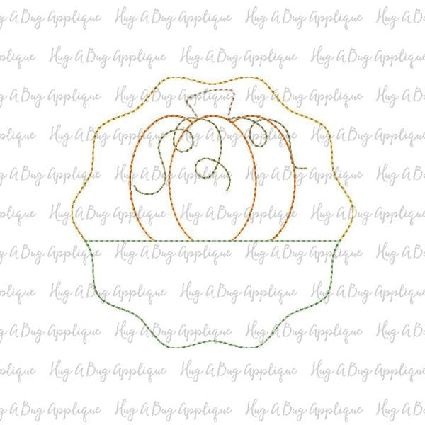 Pumpkin Wavy Split Circle Bean Stitch Applique Design, Applique