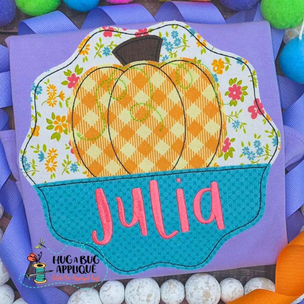 Pumpkin Wavy Split Circle Bean Stitch Applique Design, Applique