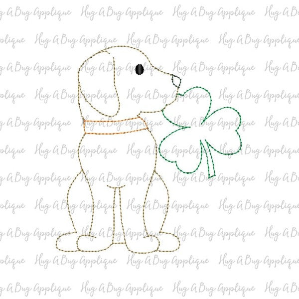 Pup Clover Bean Stitch Applique Design, Applique