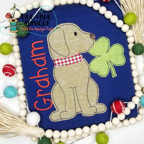 Pup Clover Bean Stitch Applique Design, Applique