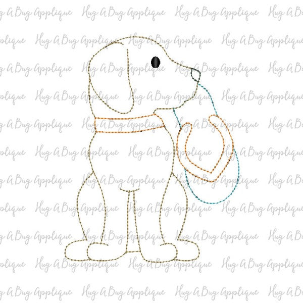 Pup Flip Flop Bean Stitch Applique Design, Applique