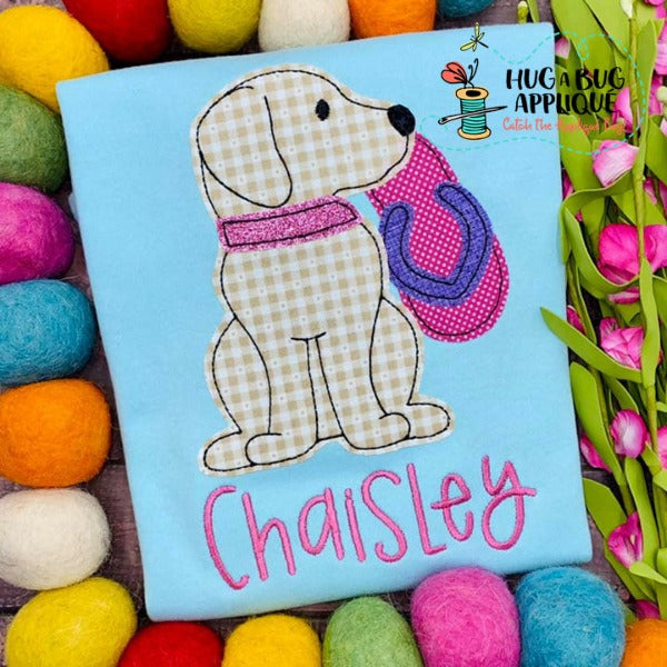 Pup Flip Flop Bean Stitch Applique Design, Applique