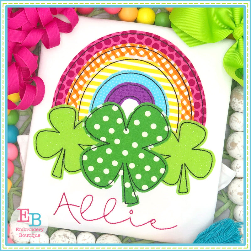 Shamrock Rainbow Bean Stitch Applique, Applique