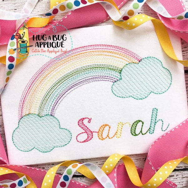 Rainbow Scribble Sketch Embroidery Design, Embroidery