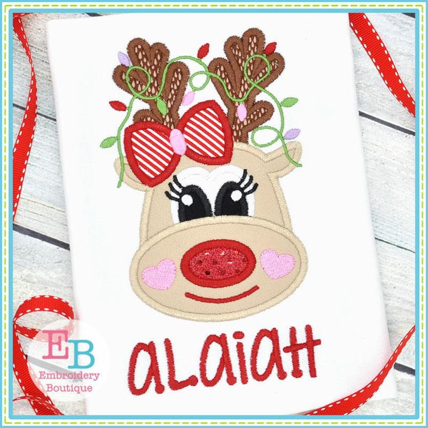 Reindeer Heart Cheeks Applique, Applique