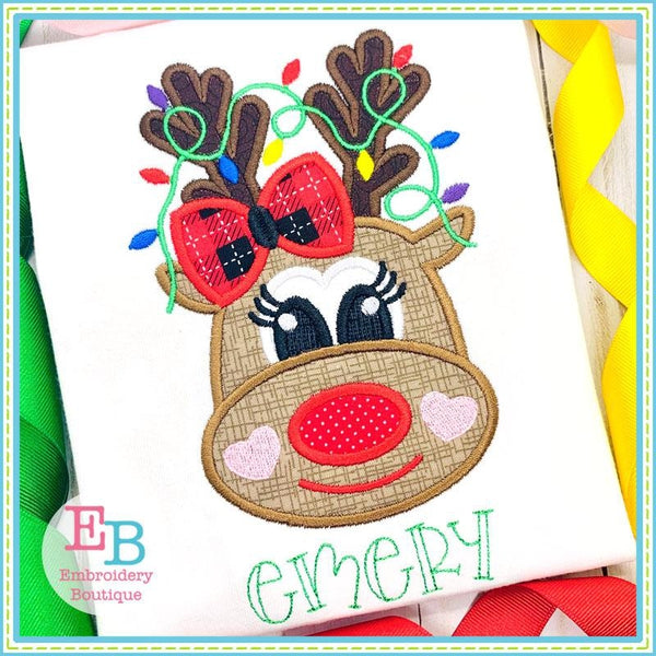 Reindeer Heart Cheeks Applique, Applique