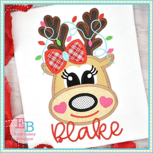 Reindeer Heart Cheeks Applique, Applique