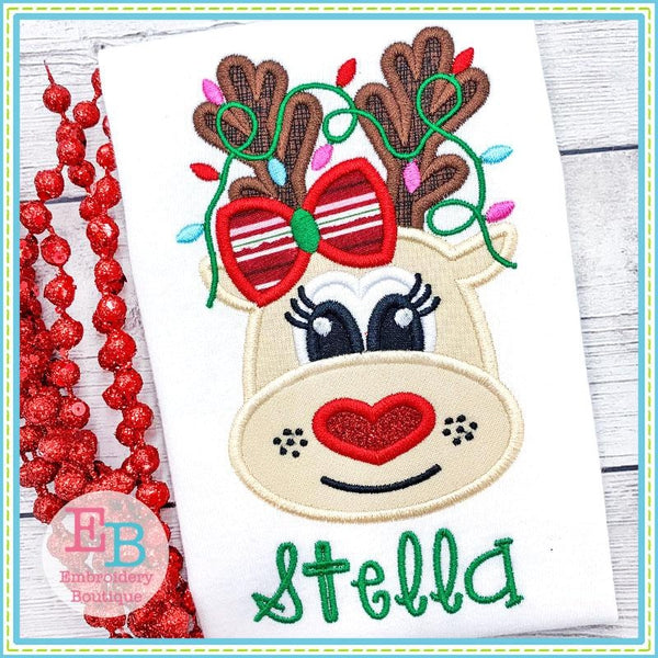 Reindeer Heart Nose Applique, Applique
