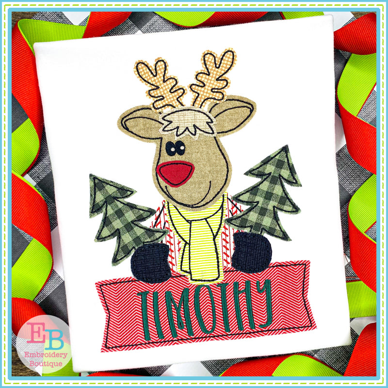 Reindeer Trees Bean Stitch Applique, Applique