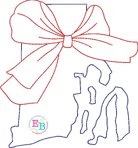 Big Bow Rhode Island Bean Stitch Applique, Applique