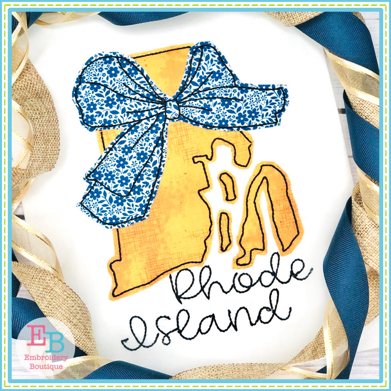Big Bow Rhode Island Bean Stitch Applique, Applique