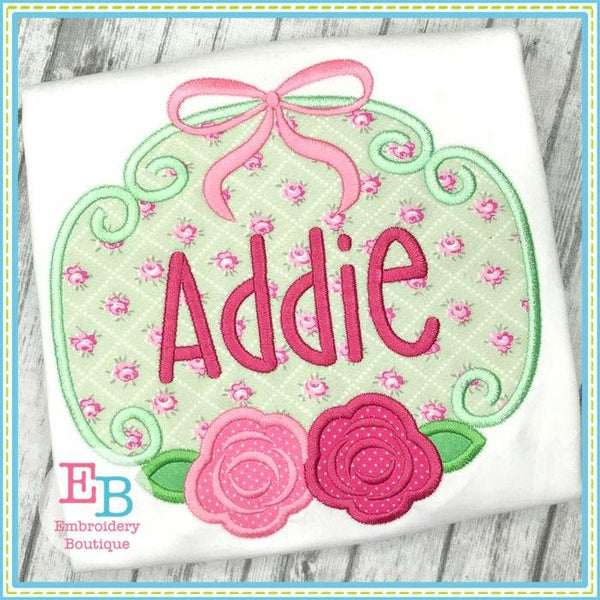 Rose Bow Frame Applique, Applique