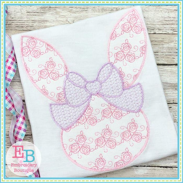 Roses Motif Bunny Head Design, Embroidery