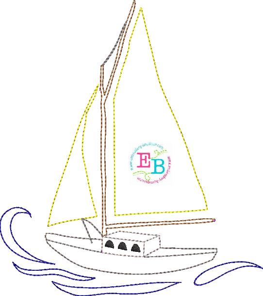 Sailboat Bean Stitch Applique, Applique