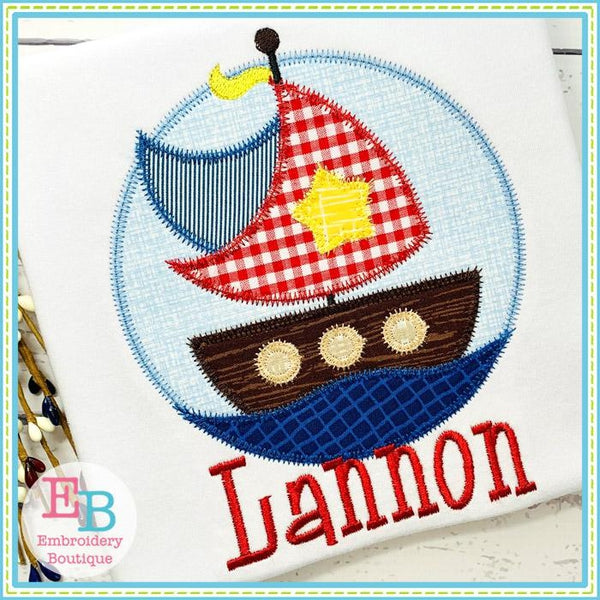 Sailboat Circle Zigzag Applique, Applique