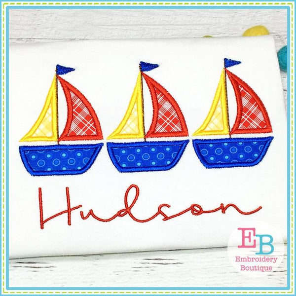 Sailboat Trio Applique, Applique