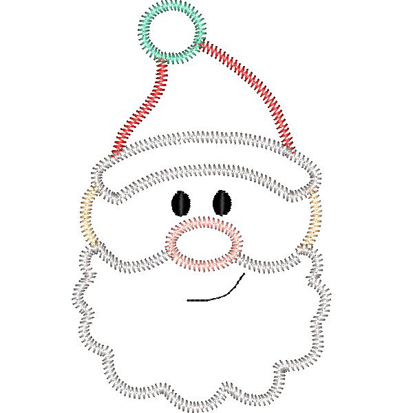 Santa Face Zig Zag Stitch Applique Design, Applique
