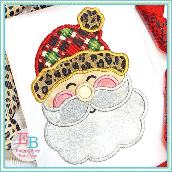 Santa Closed Eyes Satin Applique, Applique