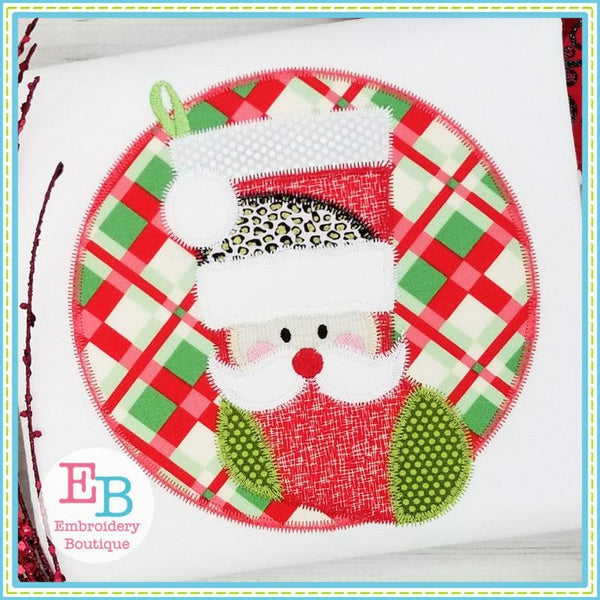 Santa Stocking Circle Zigzag Applique, Applique
