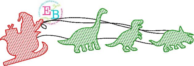 Santa Dinos Sketch Embroidery Design, Embroidery