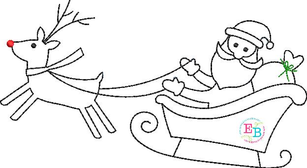 Santa Sleigh Bean Stitch Applique, Applique