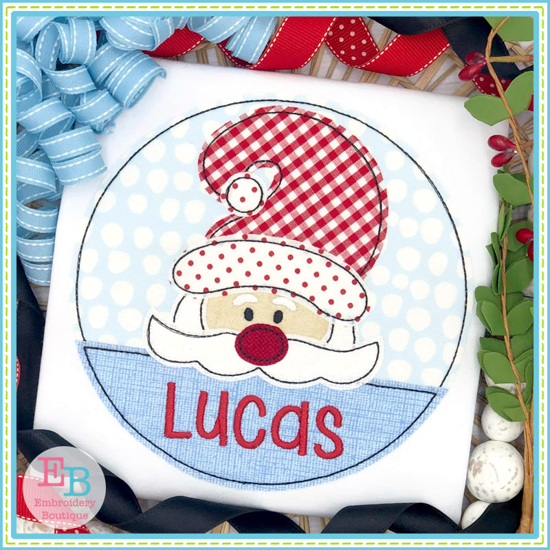 Santa Circle 2 Bean Stitch Applique, Applique