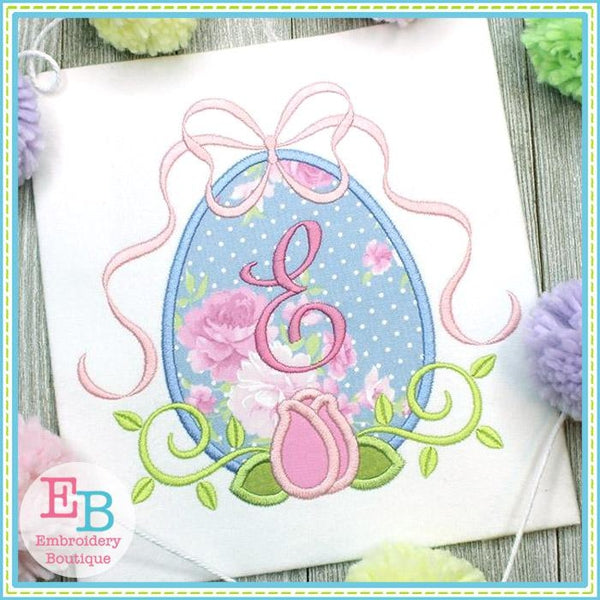 Egg Vintage Bow Satin Applique, Applique