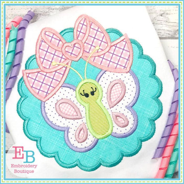 Scallop Butterfly Big Bow Applique, Applique