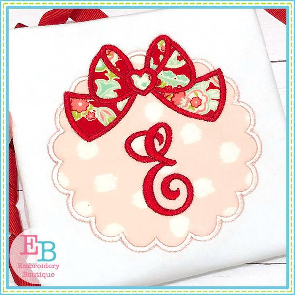Scallop Circle with Big Bow Applique, Applique