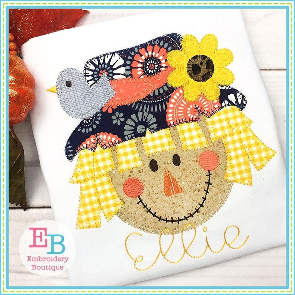 Scarecrow Girl Blanket Stitch Applique, Applique