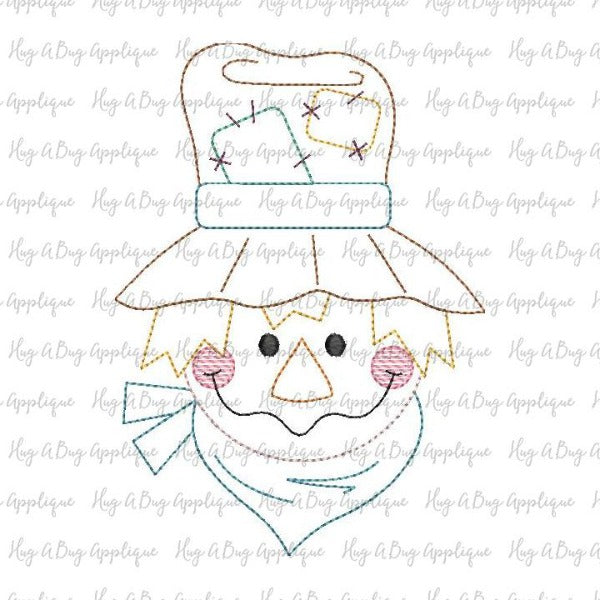 Scarecrow Boy Bean Stitch Applique Design, Applique