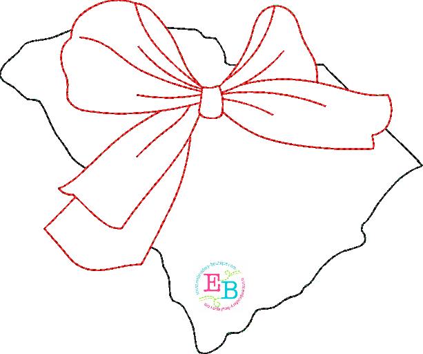 Big Bow South Carolina Bean Stitch Applique, Applique