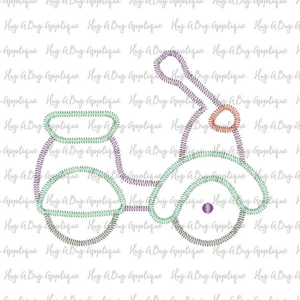 Scooter Zig Zag Stitch Applique Design, Applique
