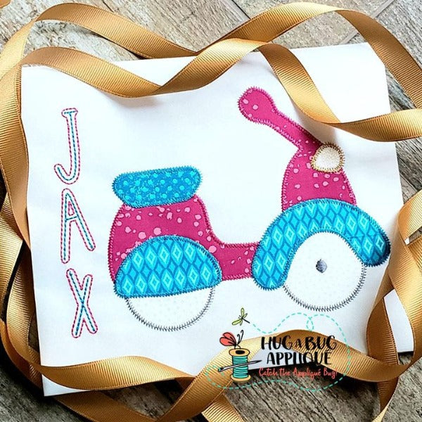 Scooter Zig Zag Stitch Applique Design, Applique