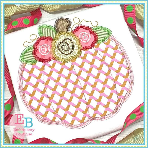 Pumpkin Roses Scribble Applique, Applique