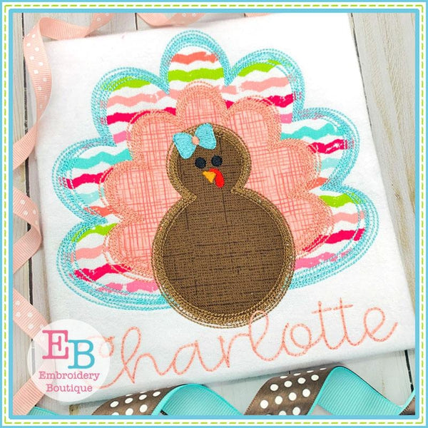 Turkey Scribble Applique - bow and no bow files included, Applique