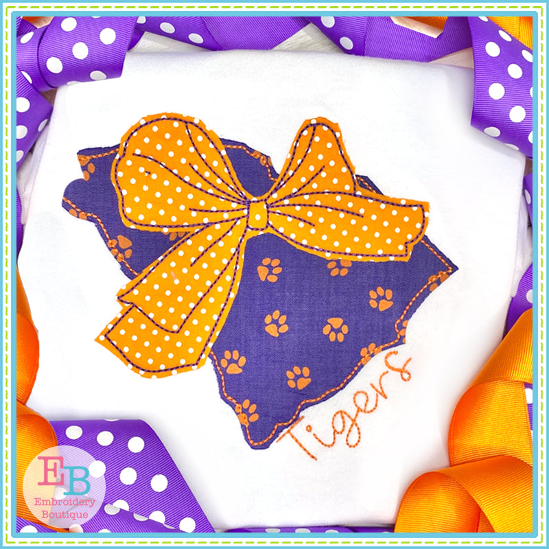Big Bow South Carolina Bean Stitch Applique, Applique