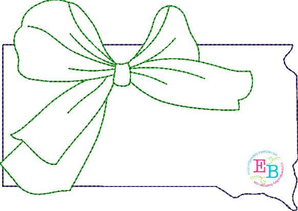 Big Bow South Dakota Bean Stitch Applique, Applique