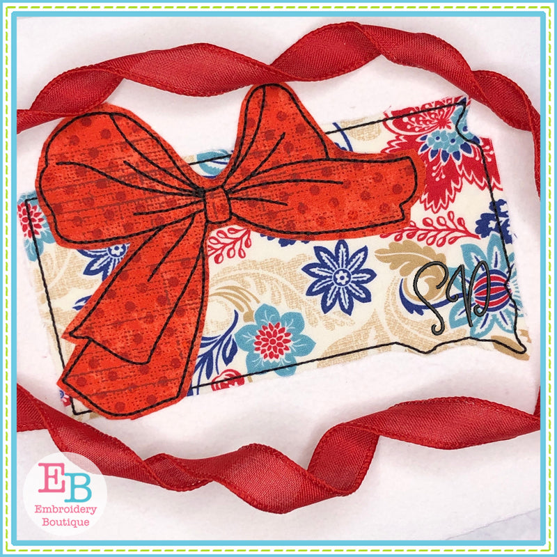 Big Bow South Dakota Bean Stitch Applique, Applique