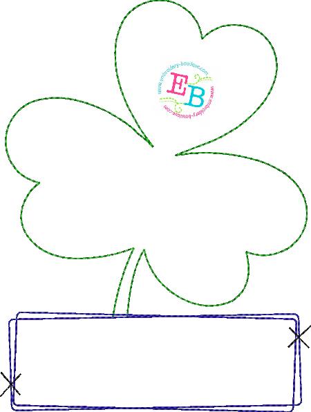 Shamrock Tag Bean Stitch Applique, Applique