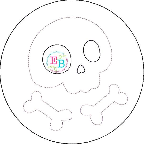 Skull Bones Circle Bean Stitch Applique, Applique