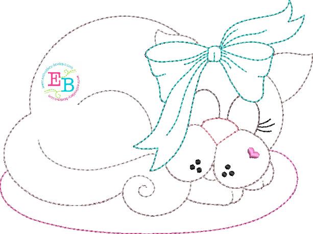Sleeping Cat Bean Stitch Applique, Applique