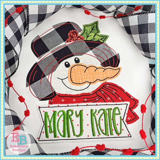 Snowman Face Bean Stitch Applique, Applique