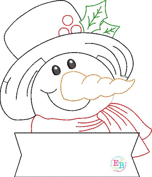 Snowman Face Bean Stitch Applique, Applique