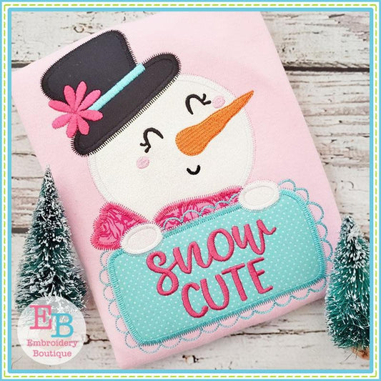 Snow Cute Girl Applique, Applique