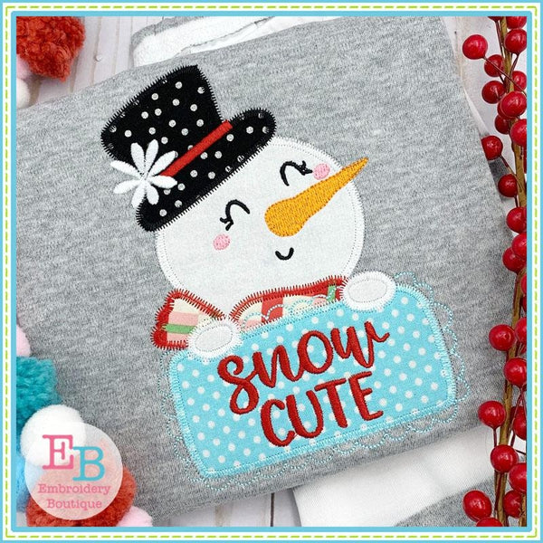 Snow Cute Girl Applique, Applique